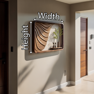 Solid Wood Wall Art Shelf with Sculptural Carved Panel