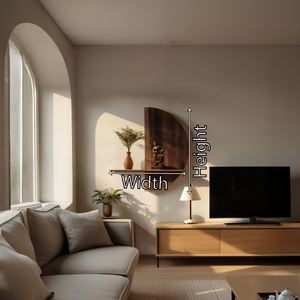 Half-Moon Solid Wood Wall Shelf with Sculptural Back Panel