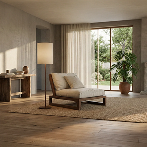 Low Solid Wood Lounge Chair with Cushion Japandi Floor Chair