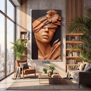 Serenity Bloom Wooden Relief Floral Woman Sculpture Wall Art