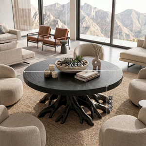 Round Solid Wood Coffee Table with Sculptural Root Base