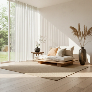 Low Solid Wood Tatami Sofa Platform Japandi Floor Lounge Seat with Cushion