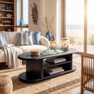 Modern Wood Coffee Table with Open Shelf Storage