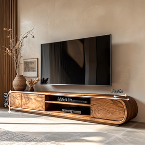 Solid Wood TV Stand Storage Media Console Organic Modern Entertainment Unit
