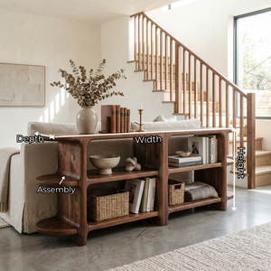 Handcrafted Solid Wood Organic Open Shelf Sideboard Console with Sculptural Curved Frame