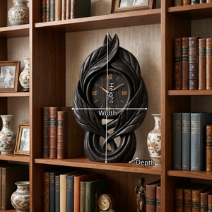 Solid Wood Table Clock with Leaf-Inspired Sculptural Frame