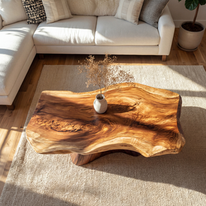 Live Edge Solid Wood Coffee Table Sculptural Statement Table
