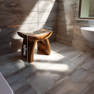 Curved Solid Wood Bath Bench in Organic Modern Style