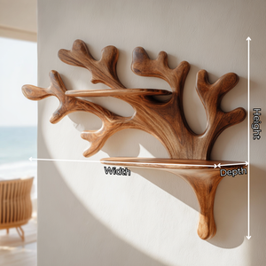 Handcrafted Solid Wood Coral Branch Wall Shelf for Bathroom Storage