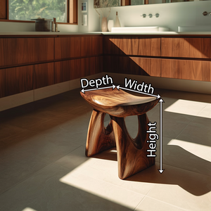 Sculptural Solid Wood Stool with Organic Modern Form