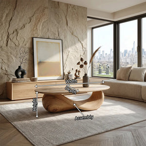 Organic Solid Wood Coffee Table Sculpted Loop Base