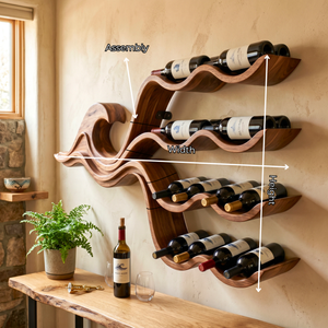 Wave Inspired Solid Wood Wine Rack Wall Shelf