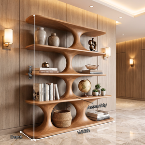 Sculptural Wood Shelving Modern Organic Bookshelf Handmade Contemporary Display Storage Unit