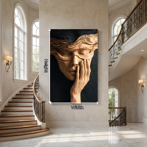 Veiled Face Wood Wall Art with Hand Detail