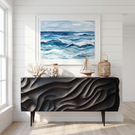 Sideboard Cabinet with Carved Wave Front for Modern Living and Dining Rooms