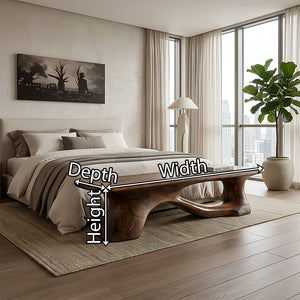 Sculptural Solid Wood Bench with Organic Form for Modern Interiors
