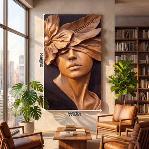 Urban Bloom Veil Wooden Relief Portrait Sculpture Wall Art