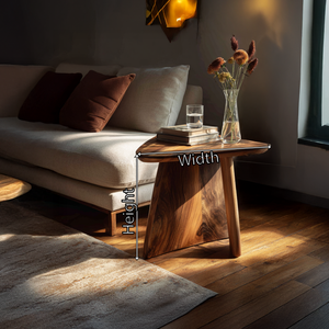 Organic Solid Wood Accent Table with Sculpted Base