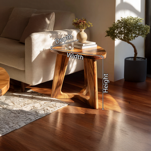Sculpted Solid Wood Accent Table with Organic Form