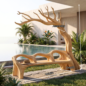 Handmade Organic Tree Wooden Bench Sculpture