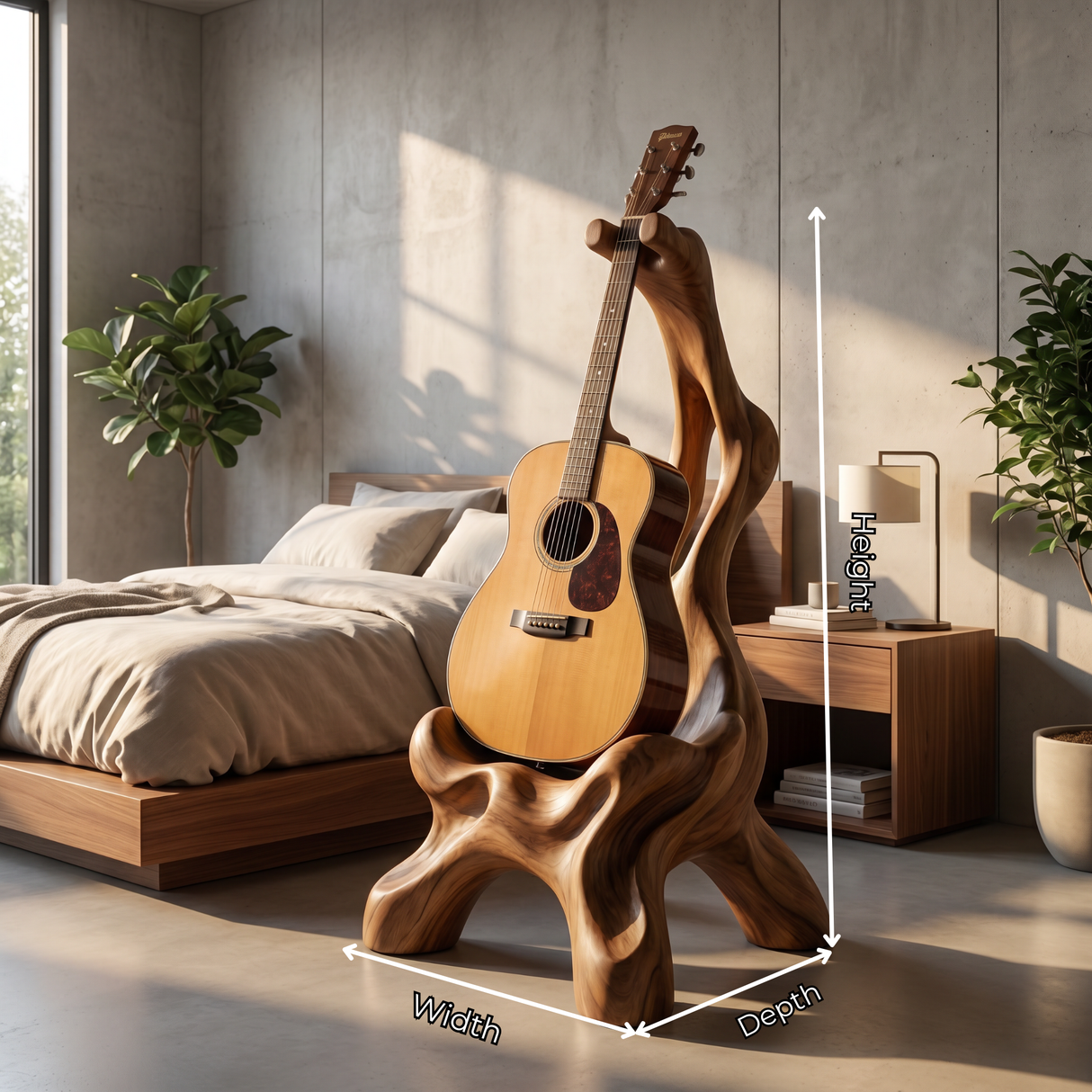 Organic Sculptural Guitar Stand Handmade Wooden Guitar Holder