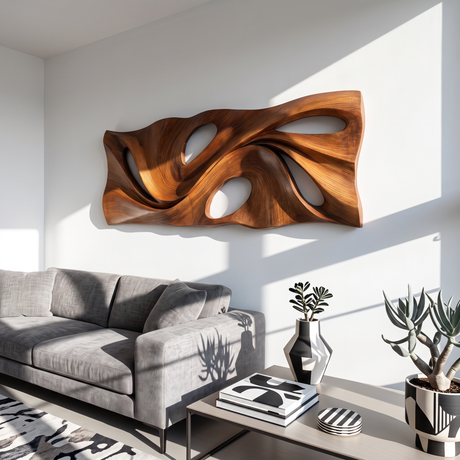 Wall Sculpture Abstract Flow with Organic Curves and Open Forms