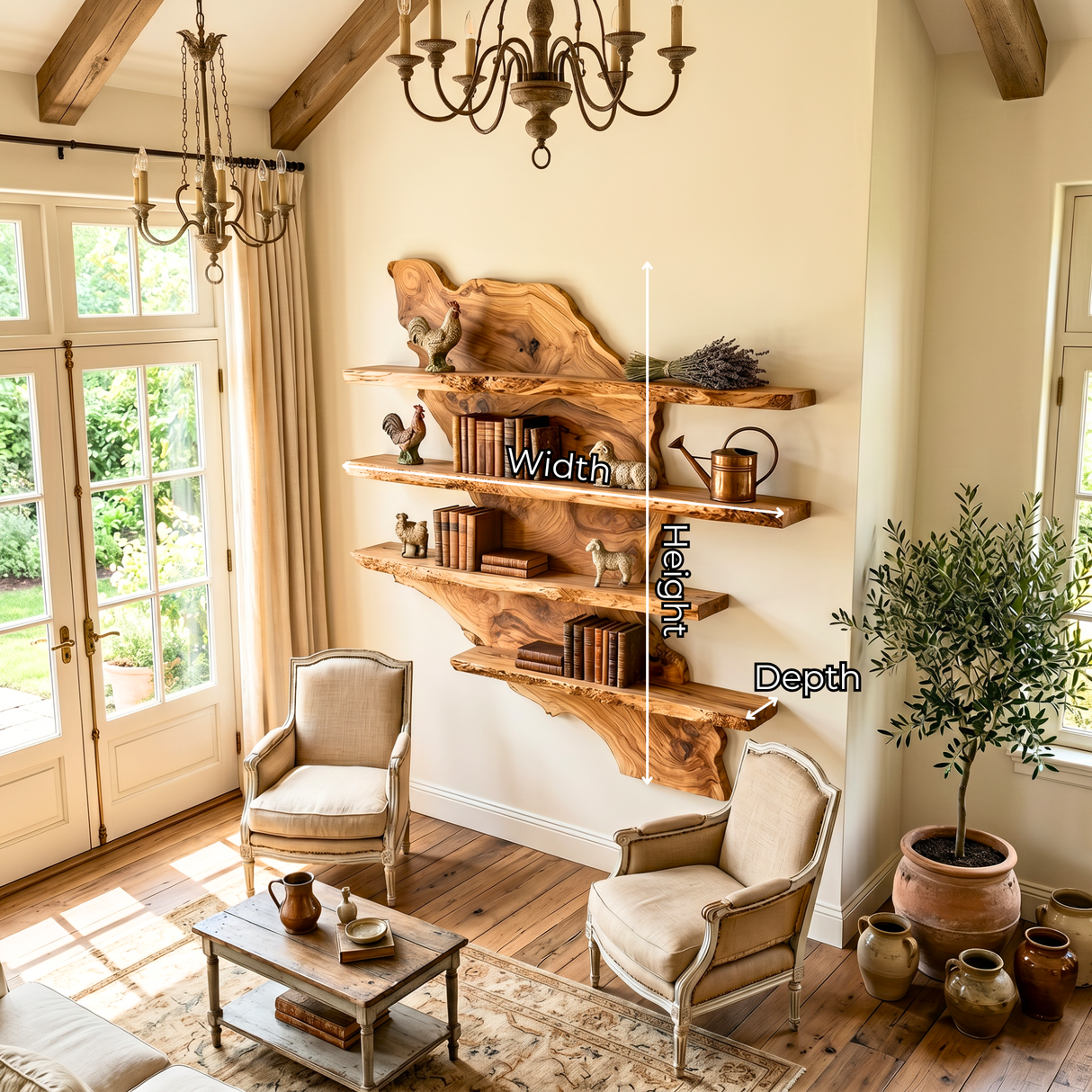 Wooden Wall Shelf Handmade Solid Wood Kitchen Display Shelves