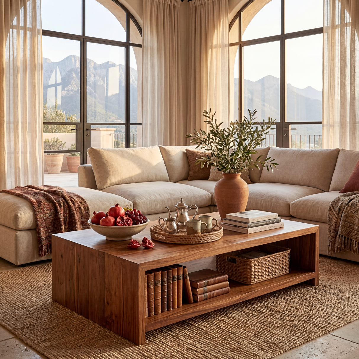 Solid Wood Coffee Table with Clean Open Shelf Design