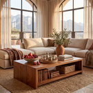Solid Wood Coffee Table with Clean Open Shelf Design
