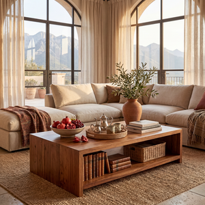 Solid Wood Coffee Table with Clean Open Shelf Design