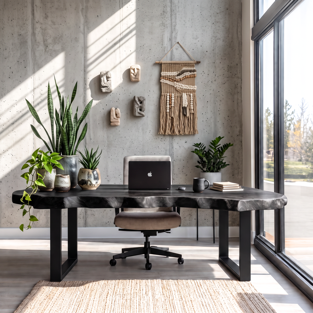 Natural Live Edge Solid Wood Desk For Home Office