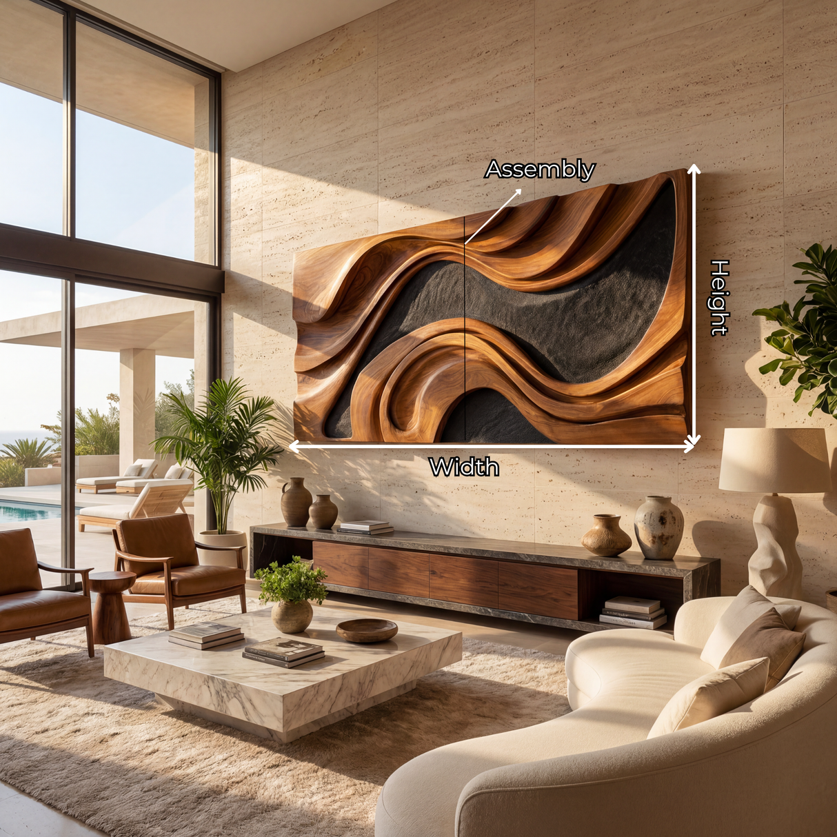 Sculpted Horizon Large Wooden Wall Art Panel Modern Organic Abstract Sculpture