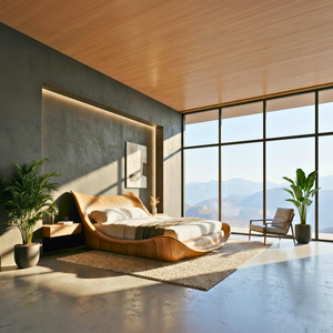 Wave Solid Wood Bed Frame for Modern Bedroom