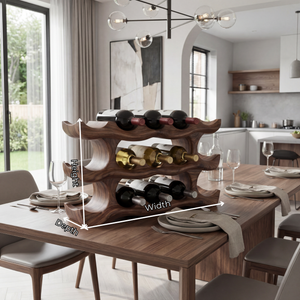 Layered Wave Sculptural Solid Wood Wine Rack Horizontal Bottle Holder for Tabletop Storage