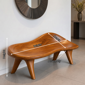 Handcrafted Organic Solid Wood Outdoor Bench with Sculptural Curved Seat