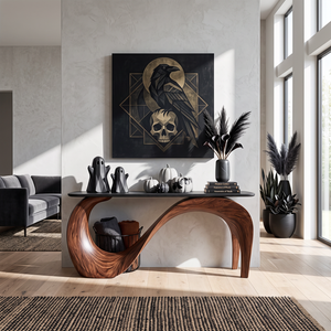 Sculptural Solid Wood Console Table with Flowing Arch Base