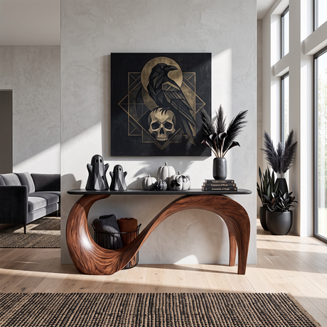 Sculptural Solid Wood Console Table with Flowing Arch Base