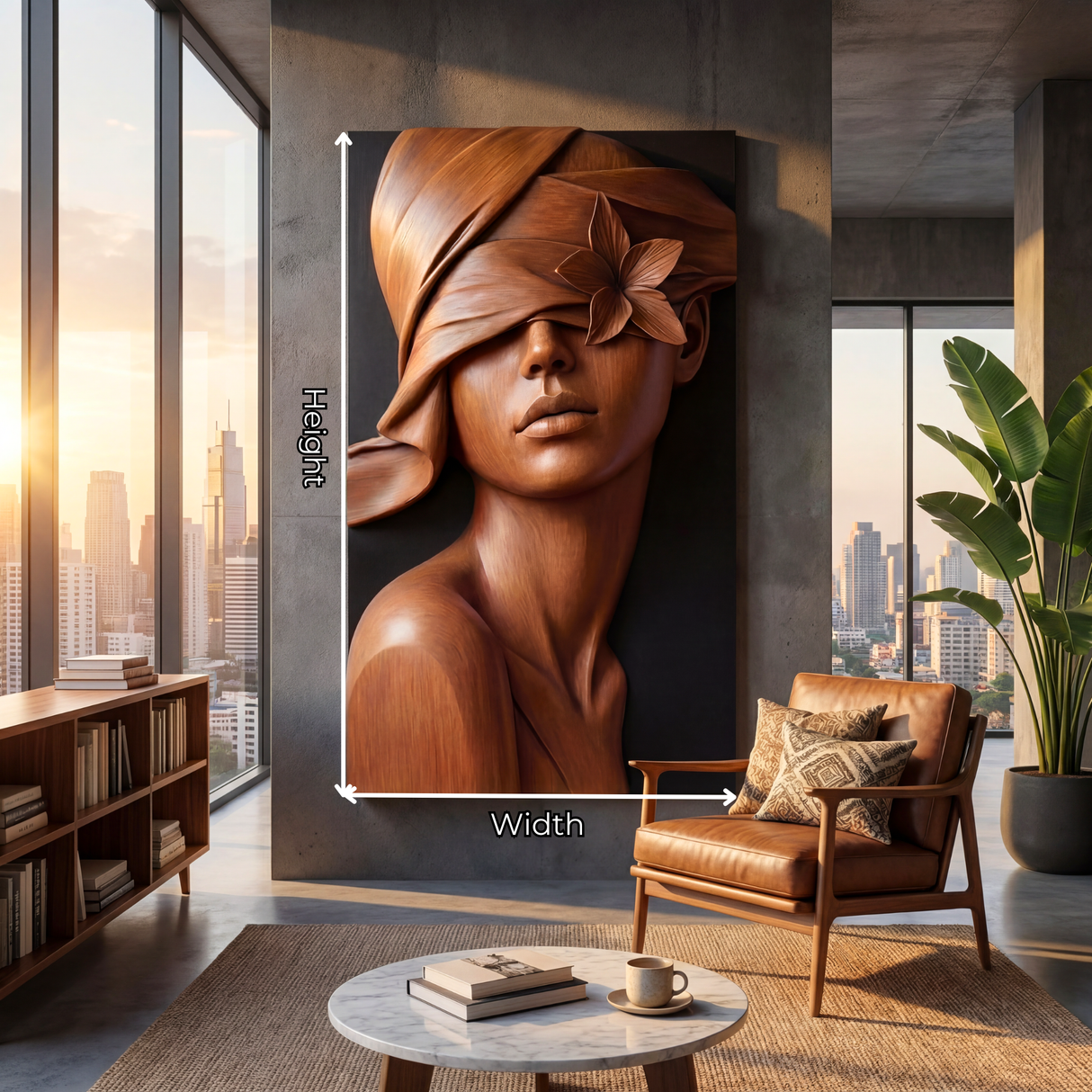 Floral Woman Sculpture Wall Art Solid Wood Handcrafted Decor
