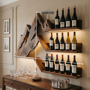 Mountain Range Inspired Solid Wood Wine Rack Wall Shelf