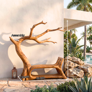Handmade Tree Branch Wooden Bench Sculpture