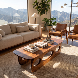 Sculptural Wood Coffee Table with Organic Cutout Base