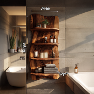 Live Edge Solid Wood Bathroom Wall Shelf