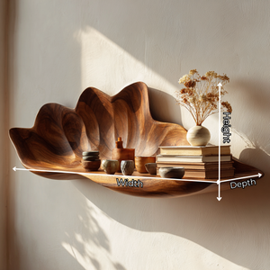 Handcrafted Solid Wood Flower Petal Wall Shelf for Books and Decor