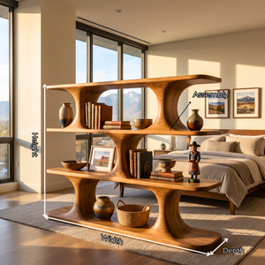 Sculpted Wooden Bookshelf Handmade Organic Shelving Unit