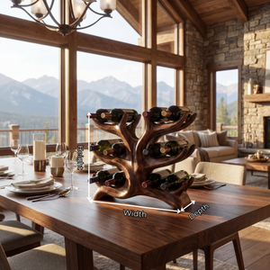 Tree Form Solid Wood Wine Rack Sculptural Multi Level Bottle Holder for Tabletop Storage