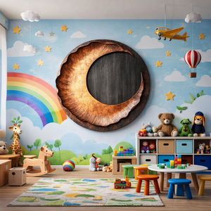 Contemporary Solid Wood Round Wood Wall Art for Modern Living Rooms