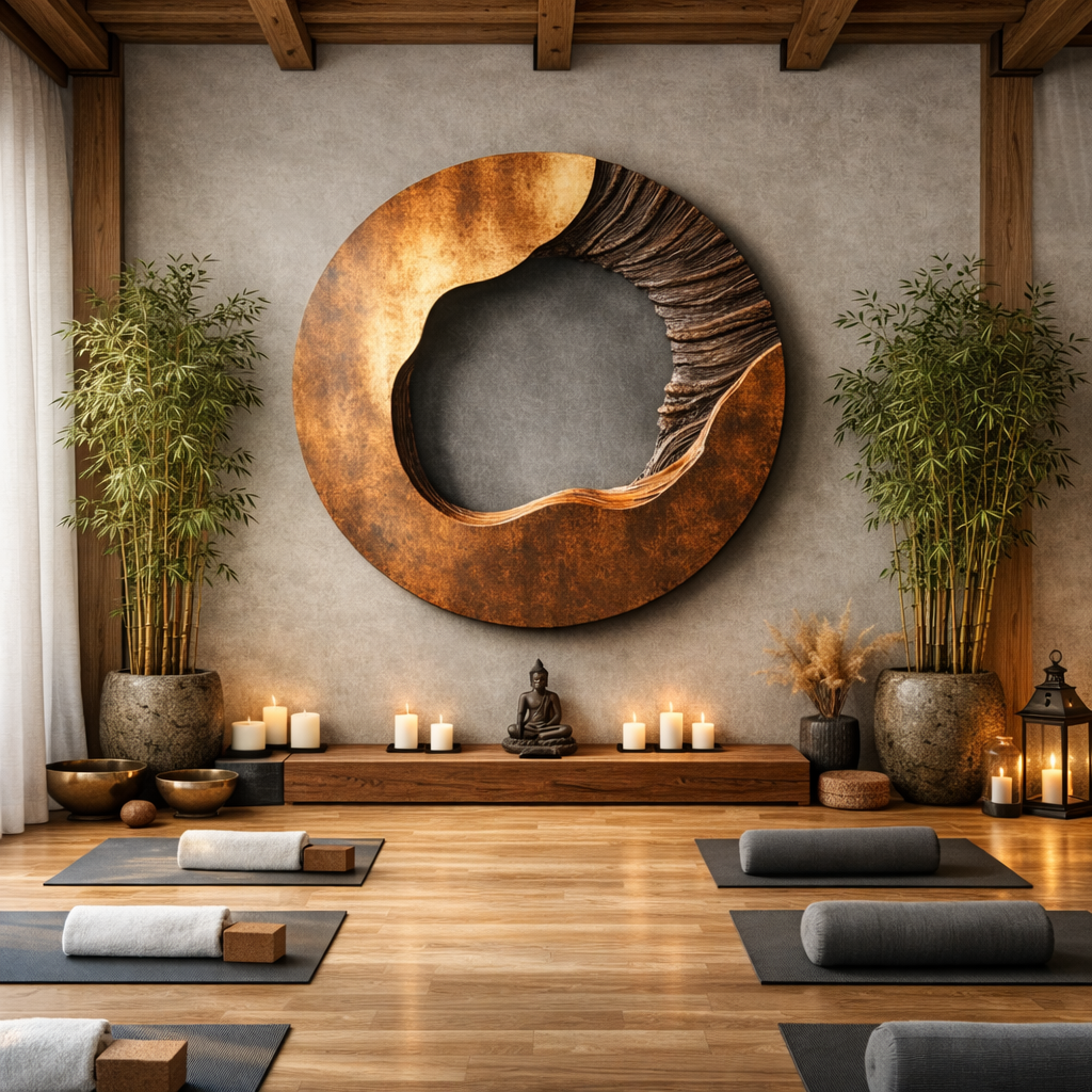 Contemporary Round Solid Wood Wall Art for Living Room Decor