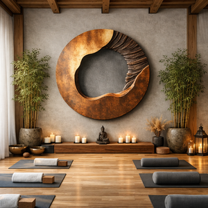 Contemporary Round Solid Wood Wall Art for Living Room Decor