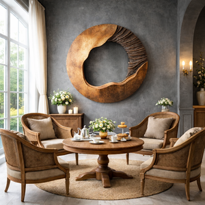 Contemporary Round Solid Wood Wall Art for Living Room Decor