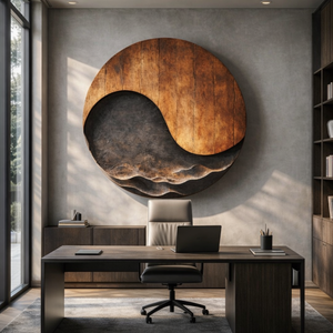 Large Abstract Solid Wood Wall Sculpture with Wave Relief for Modern Living Rooms